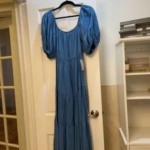 NSR Dresses | Cobalt Puff Sleeve Maxi Dress - Nordstrom NSR | Color: Blue | Size: S | Ebkunstler's Closet